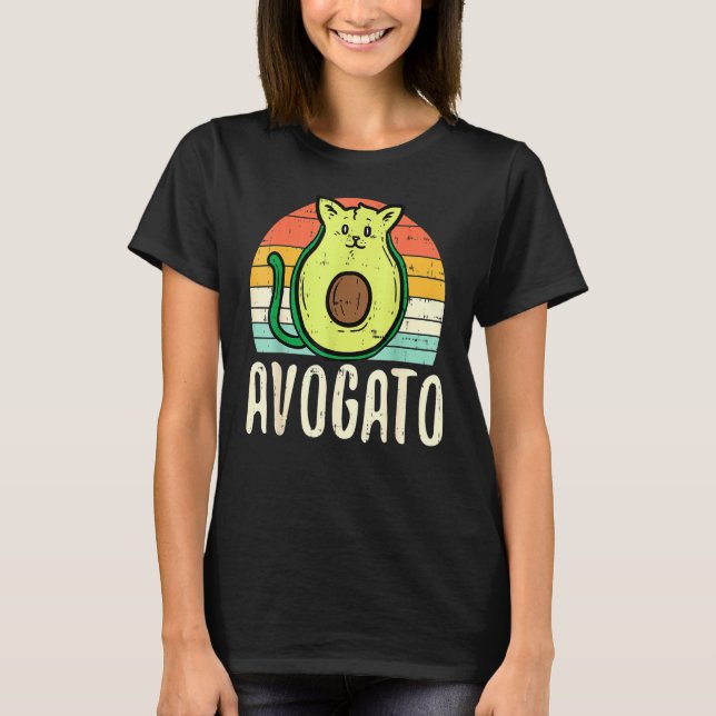 Avogato Cat Avocado Retro Cinco De Mayo Spanish Me T-Shirt (Front)