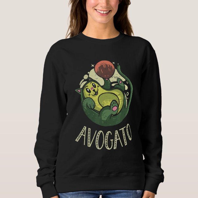 Avogato Cat Feline Meow Guacamole Vegan and Vegeta Sweatshirt (Front)