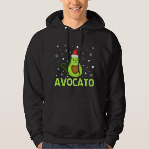 Avogato Christmas Cute Cat Avocado Funny Xmas desi Hoodie