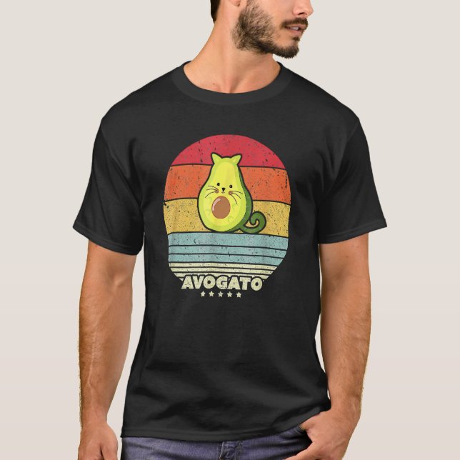 Avogato  Hola Retro Cat Avocado Cinco De Mayo Mexi T-Shirt (Front)