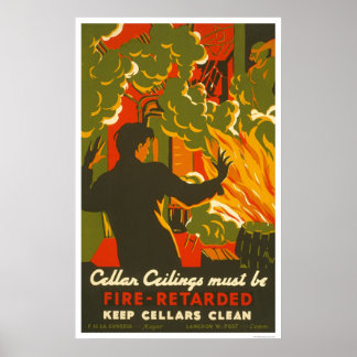 Avoid Fire Clean Cellar 1937 WPA Poster