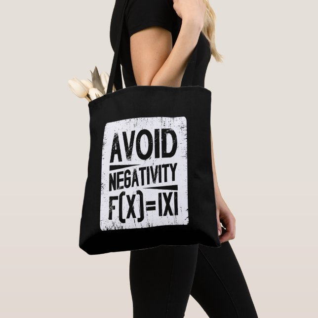 Avoid Negativity Absolute Value Equation Joke Tote Bag (Close Up)