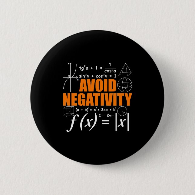 Avoid Negativity Funny Math Mathematician Teacher  6 Cm Round Badge (Front)