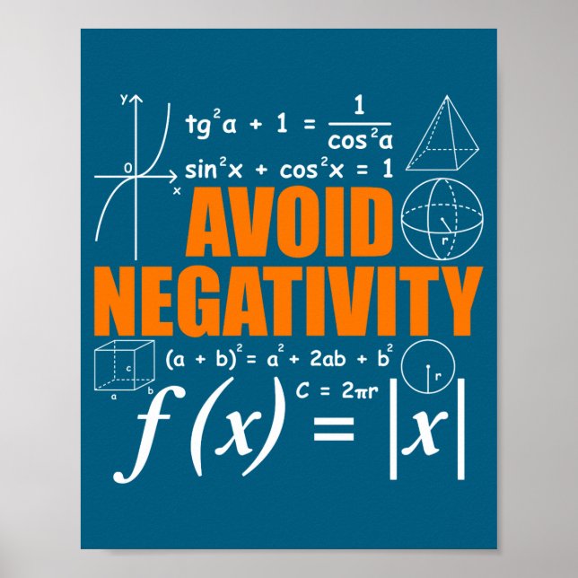 Avoid Negativity Funny Math Mathematician Teacher  Poster (Front)