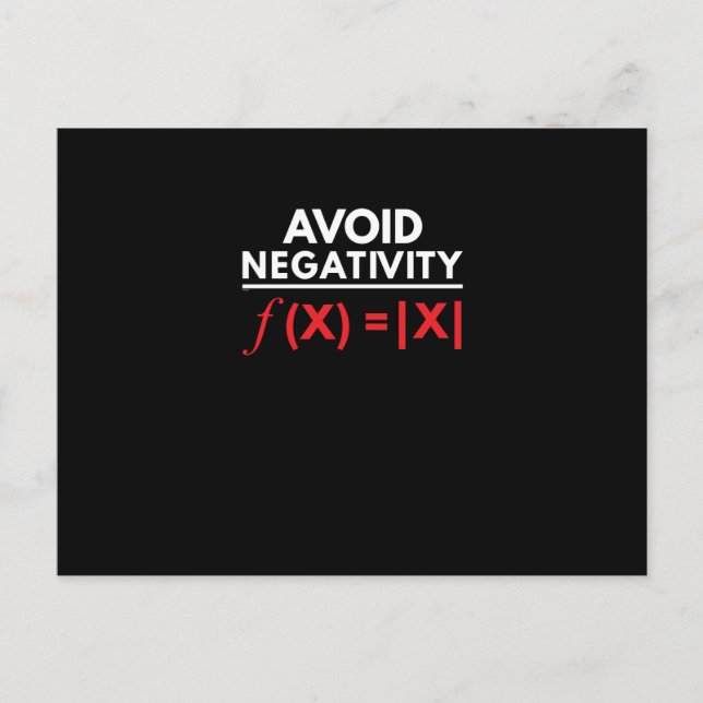 Avoid Negativity Funny Math Puns Geometry Algebra Holiday Postcard (Front)
