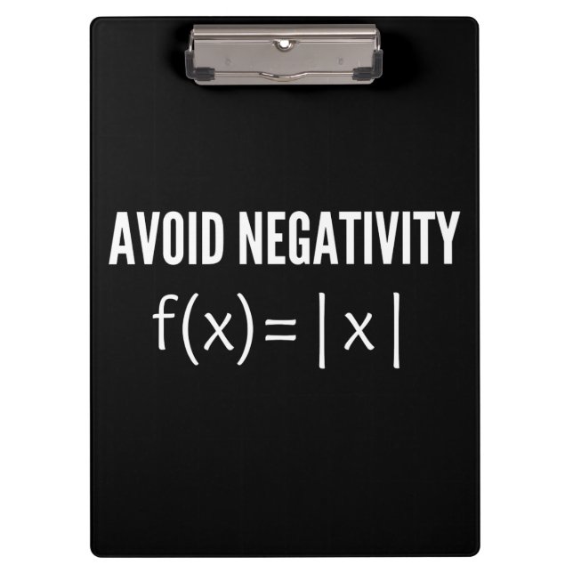 avoid negativity math equation clipboard (Front)