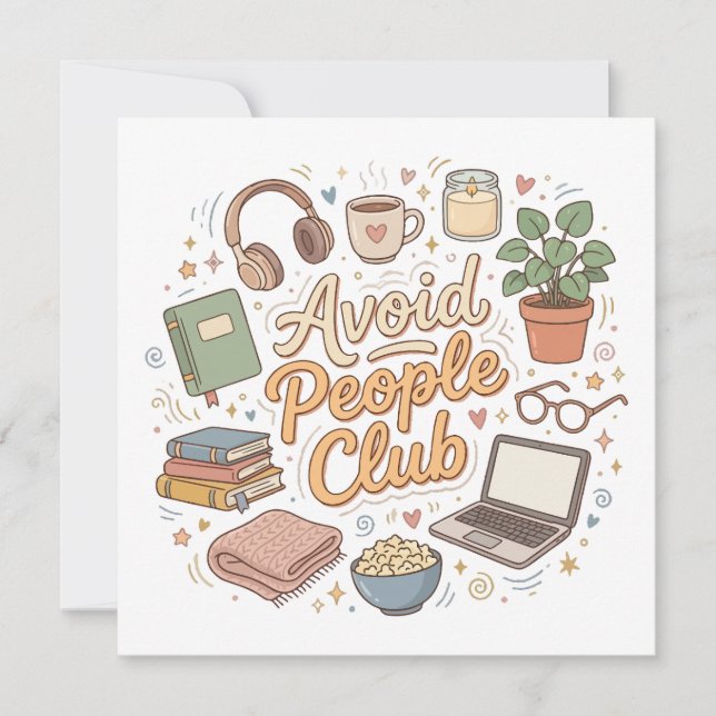 Avoid People Club Cosy Introvert Vibes Invitation (Front)