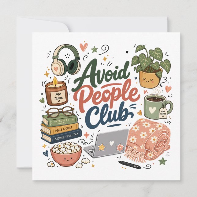 Avoid People Club Cosy Introvert Vibes Invitation (Front)