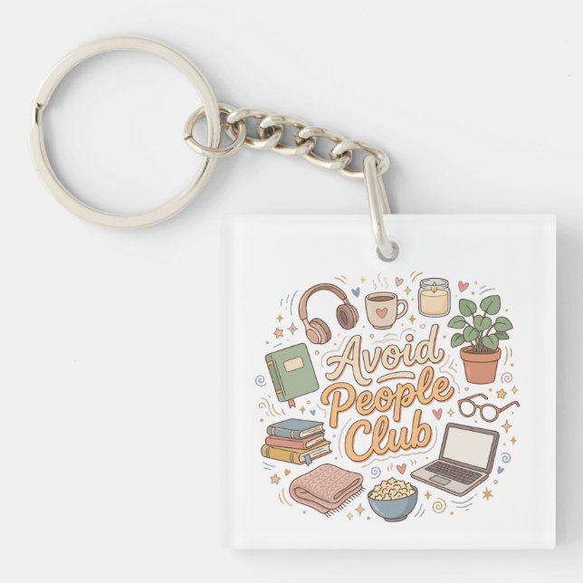 Avoid People Club Cosy Introvert Vibes Key Ring (Front)
