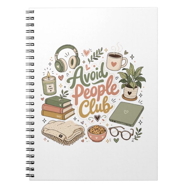 Avoid People Club Cosy Introvert Vibes Notebook (Front)