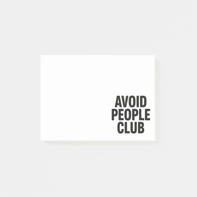 Avoid People Club Introvert Humour Statement Post-it Notes (Front)
