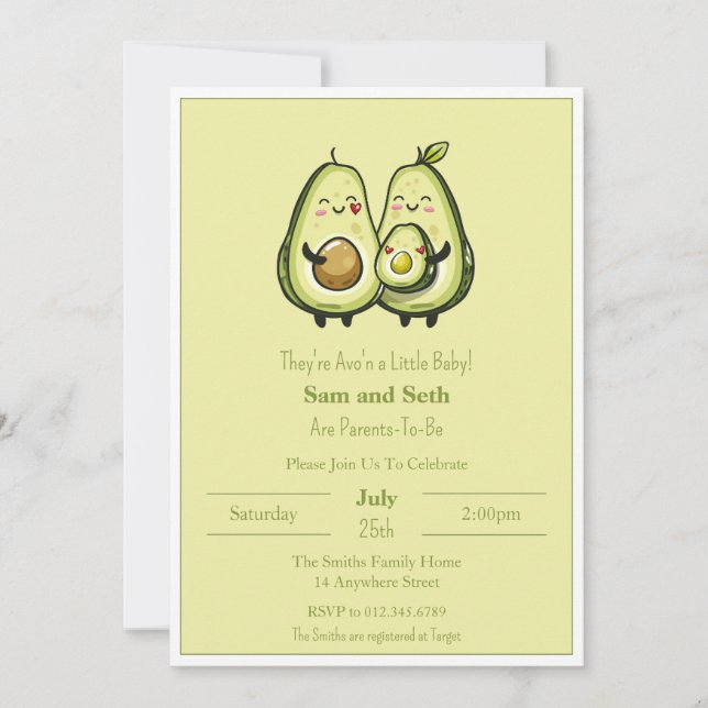 Avo'n a Baby Avocado Baby Shower Invitation (Front)