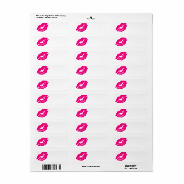 Avon Beauty Lips Return Address Label (Full Sheet)