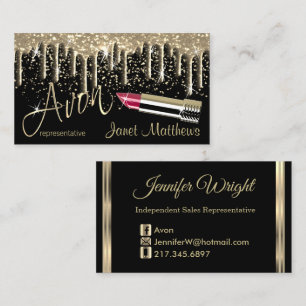 Avon- Black and Gold Drip Business Card