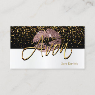 Avon - Black and White Satin Dusty Rose Lips Business Card