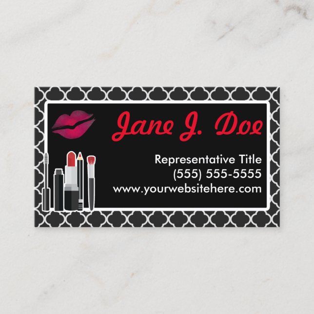 Avon Black Cosmetic Kiss Business Card (Front)