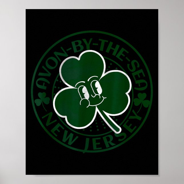 Avon-by-the-sea New Jersey Irish Shamrock Nj Retro Poster (Front)