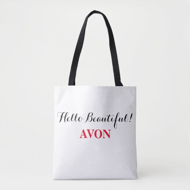 Avon "Hello Beautiful" Tote with Black Handles (Front)