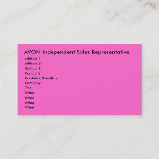 AVON Independent Sales Representative, Address ... Business Card