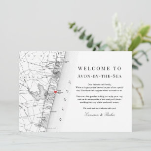 Avon NJ Map Black White Wedding Welcome Itinerary Thank You Card