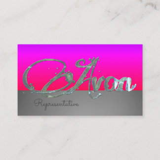 Avon personalised pink and silver aesthetic business card