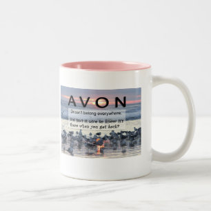AVON Pink Ringed Coffee Mug