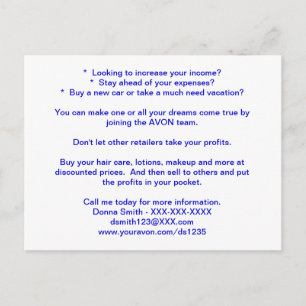 AVON Recruiting Post Card