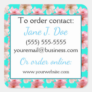 Avon Sales Brochure Stickers, Blue Floral Square Sticker