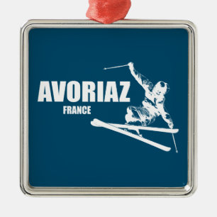 Avoriaz France Skier Metal Ornament