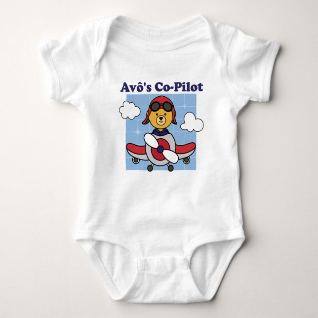 Avô's Co-Pilot - Cute Aeroplane Baby Bodysuit (Front)