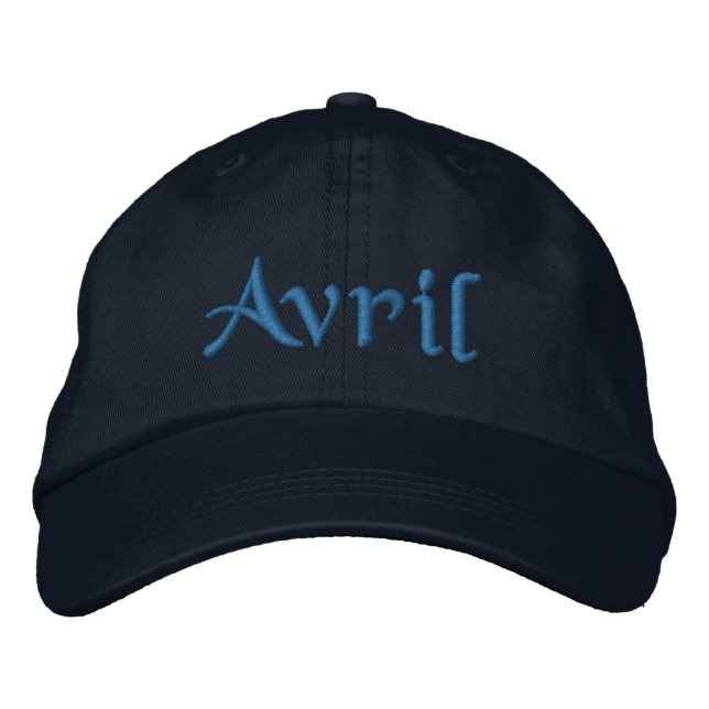 Avril Personalised Embroidered Baseball Cap Blue (Front)