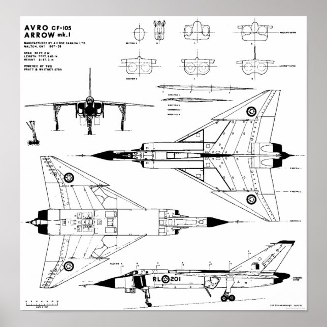 Avro Arrow Blueprints Poster (Front)