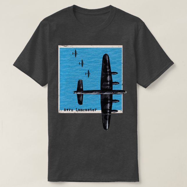 Avro Lancaster Bomber Aeroplane WW2 over the sea T-Shirt (Design Front)
