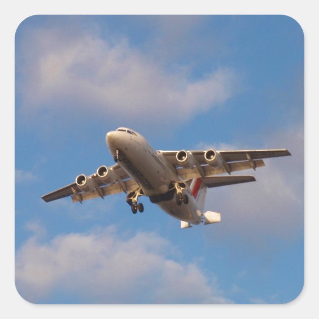 Avro RJ85 Jet Landing Square Sticker (Front)