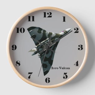Avro Vulcan Delta Wing Bomber on grey all numbers Wall Clock