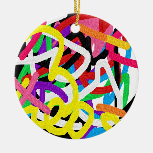 Avryl Fleur's Colourful Graffiti Doodle Ornament (Front)