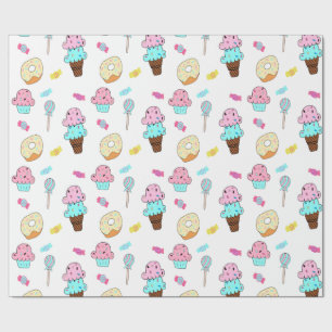 Avryl Fleur's Cute Ice Cream Cone Cupcake Donut Wrapping Paper