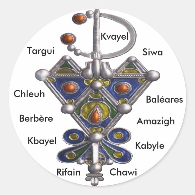 avzim bleu, Amaghir, Rifain, Kabyle, Berbère Classic Round Sticker (Front)