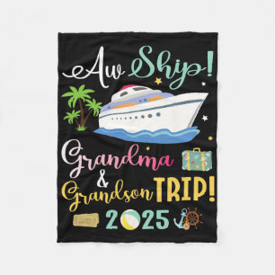 Aw Cruise Ship Grandma And Grandson Trip 2025 Fami Fleece Blanket