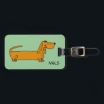 AW- Funny Dachshund Luggage Tag<br><div class="desc">Cute and funny and unique cartoon dachshund puppy dog design. He's full of personality and great gift idea.  Customise your initials on the front and personal info on the back. Fun colourful design helps to identify luggage quickly.</div>