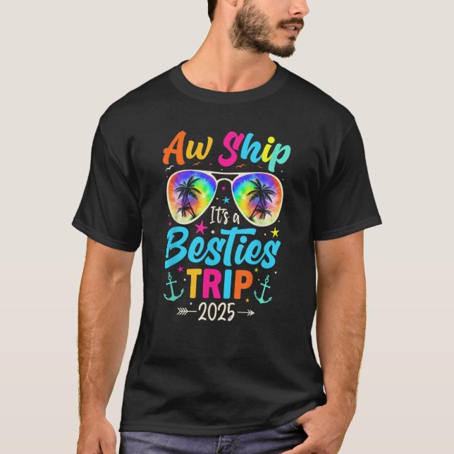 Aw Ship It s a Besties Trip 2025 Friends Vacay Cru T-Shirt (Front)