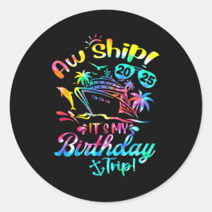 Aw Ship It's My Birthday Trip Cruise 2025 Summer V Classic Round Sticker
