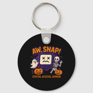Aw Snap Spooky Ghost Skeleton Pumpkin Error Key Ring