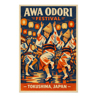 Awa Odori Festival in Tokushima, Japan travel Poster