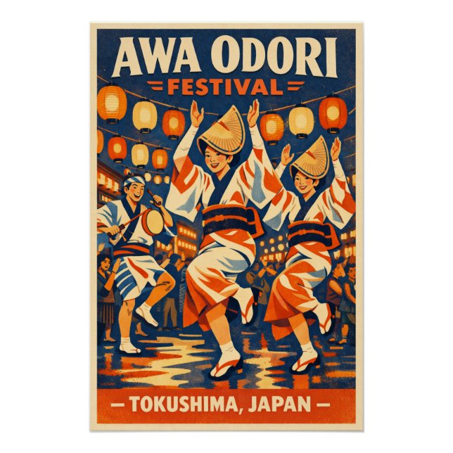 Awa Odori Festival in Tokushima, Japan travel Poster (Front)