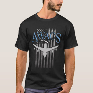 Awacs On Faded Us Flag T-Shirt