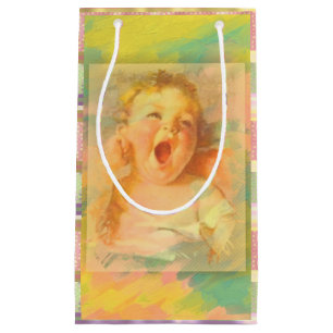 Awaiting baby's first breath vintage baby shower small gift bag