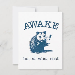 Awake But at What Coast Opposum Possum Retro Card