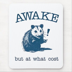 Awake But at What Coast Opposum Possum Retro Mouse Pad