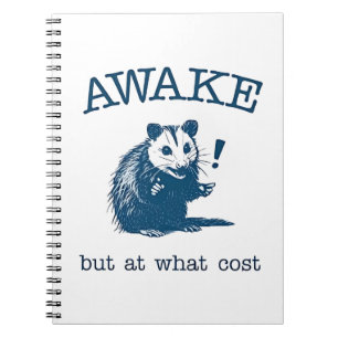 Awake But at What Coast Opposum Possum Retro Notebook